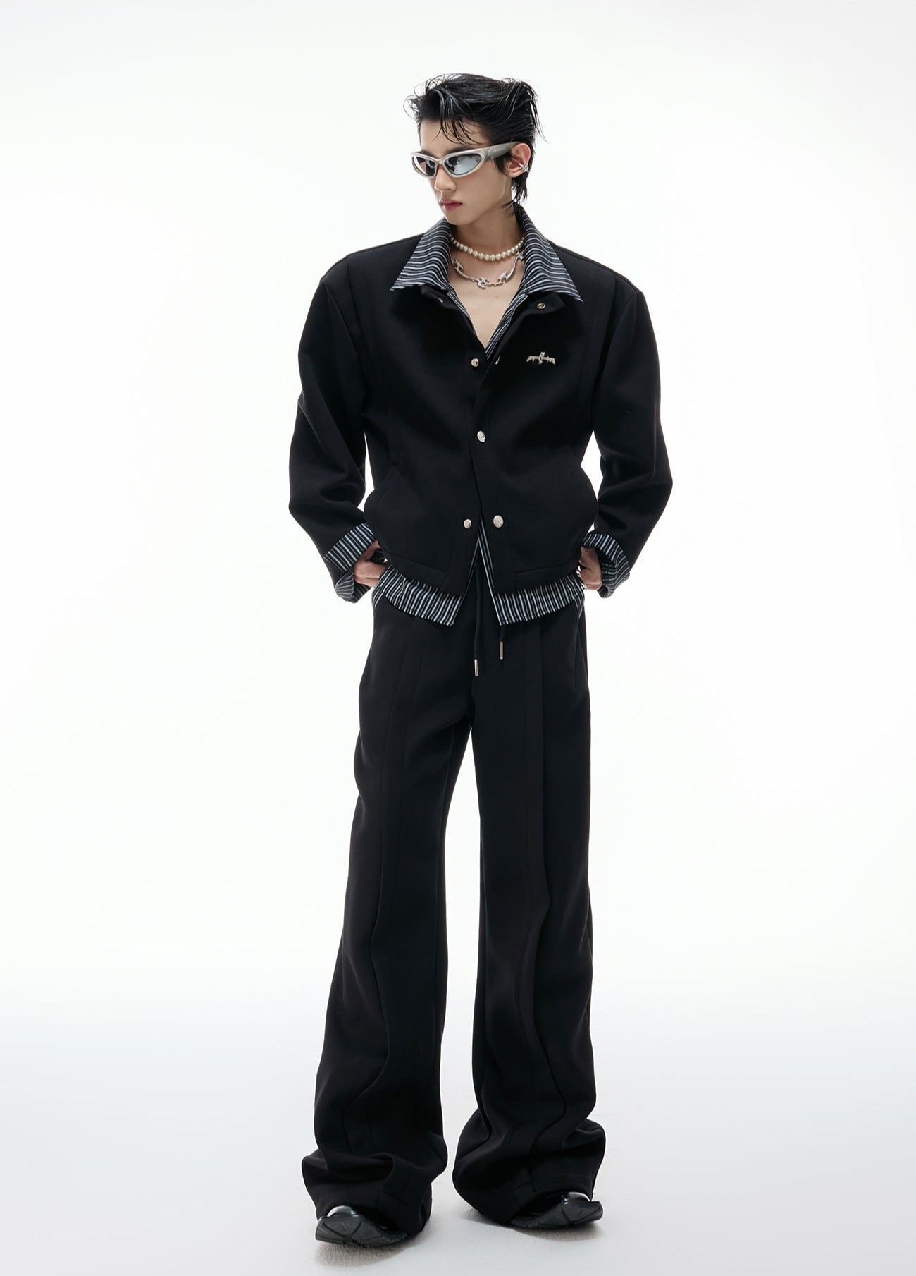 Stripe Fake Layered Jacket & Pants WN20533