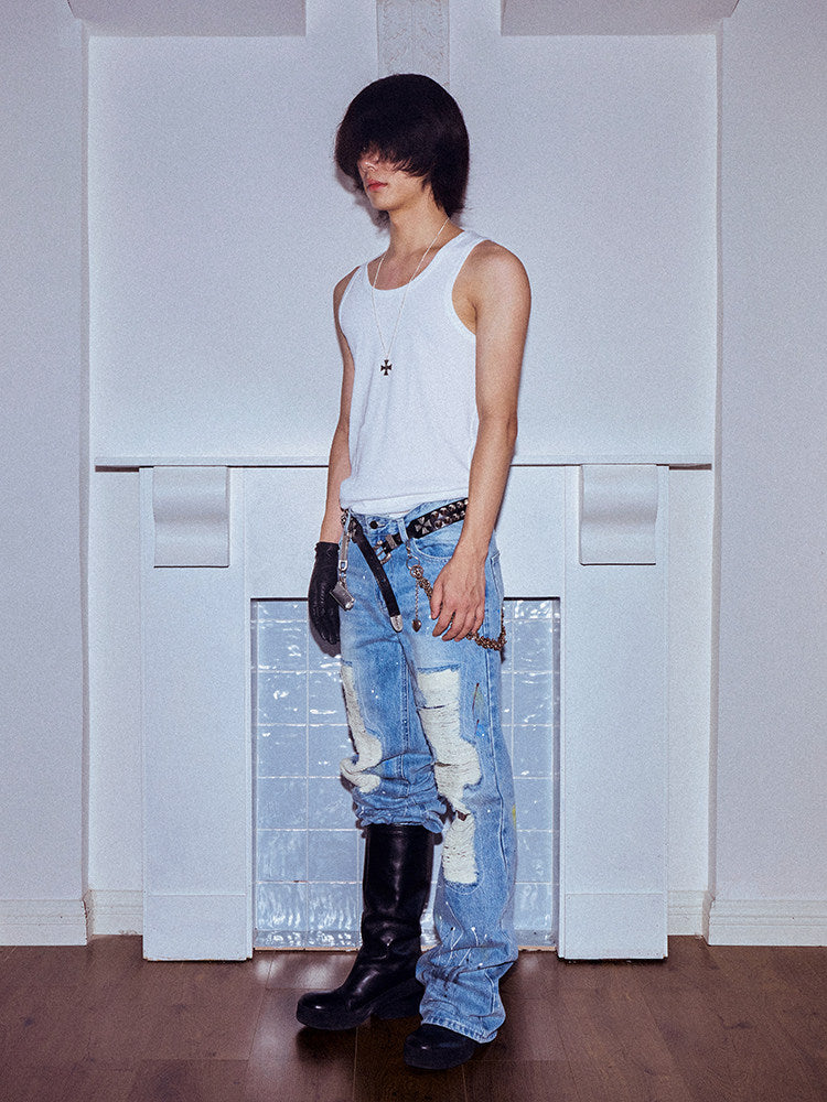 Rip Wide Leg Denim Jeans WN27132