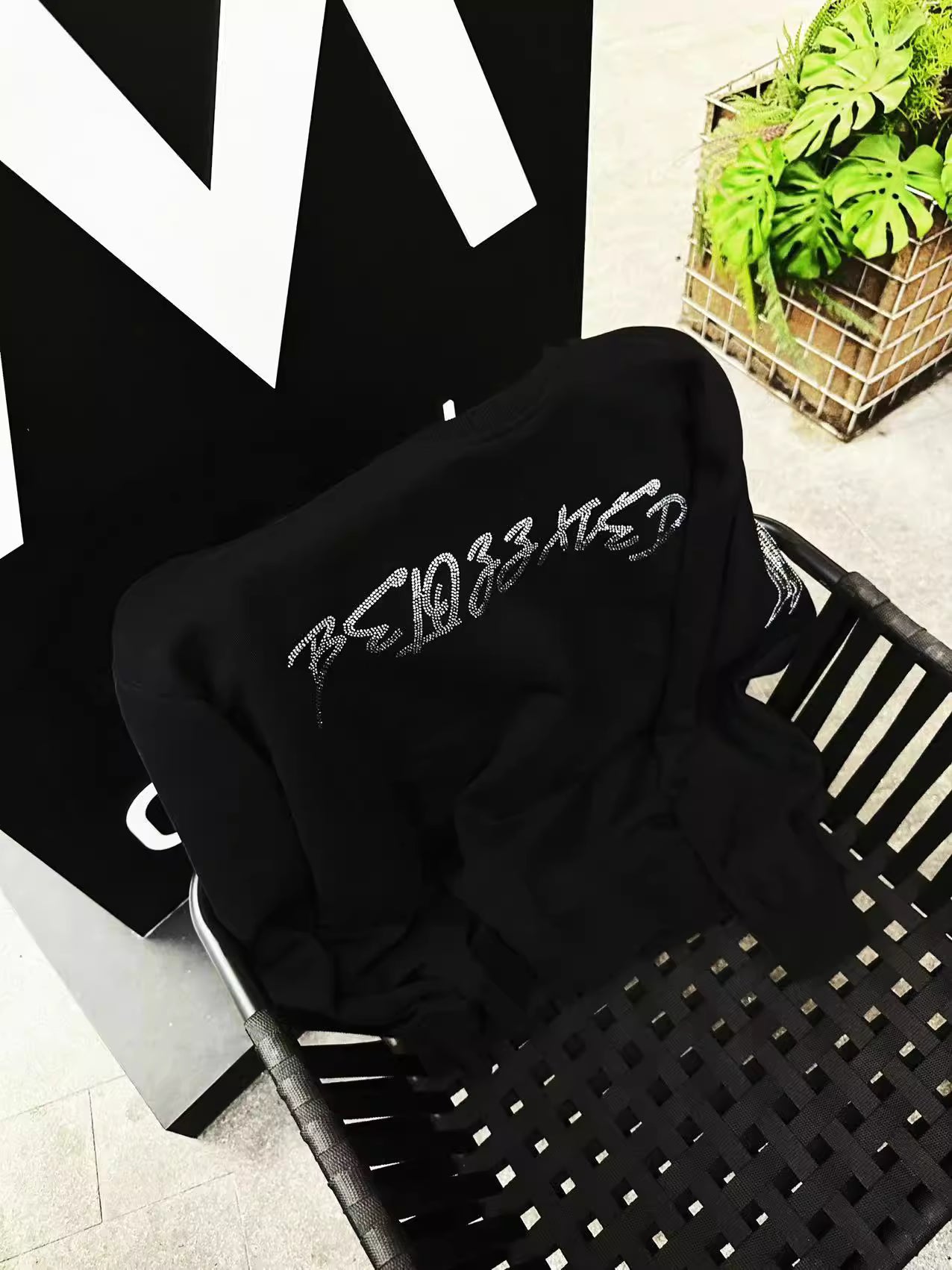 Rhinestone Wing Thick Oversize Long Sleeve Sweatshirt WN20688