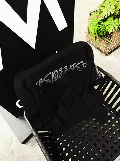 Rhinestone Wing Thick Oversize Long Sleeve Sweatshirt WN20688