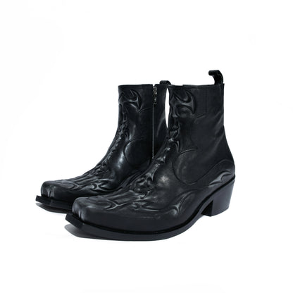 Embossed Spine First Layer Cowhide Chelsea Boots WN21709