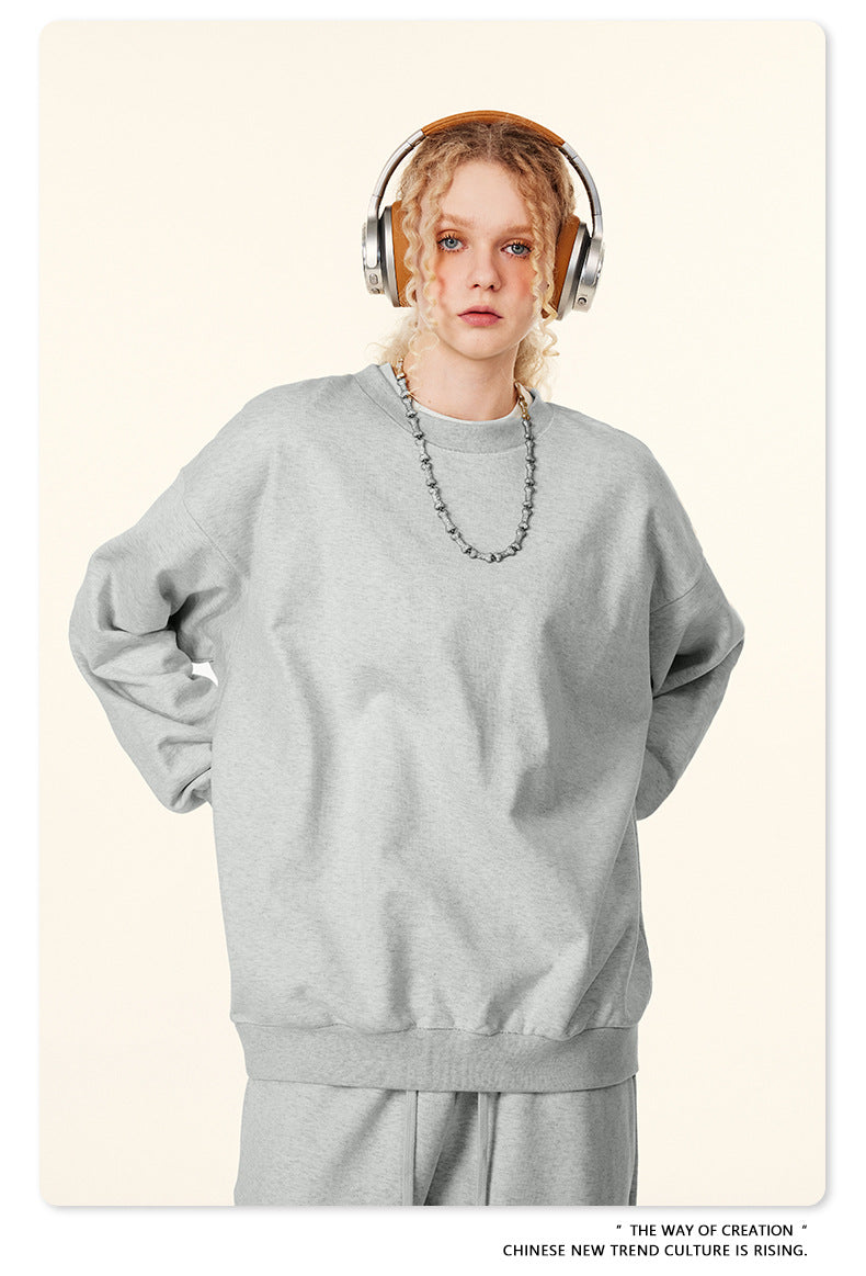 Oversize Heavyweight Basic Round Neck Sweatshirt WN9929