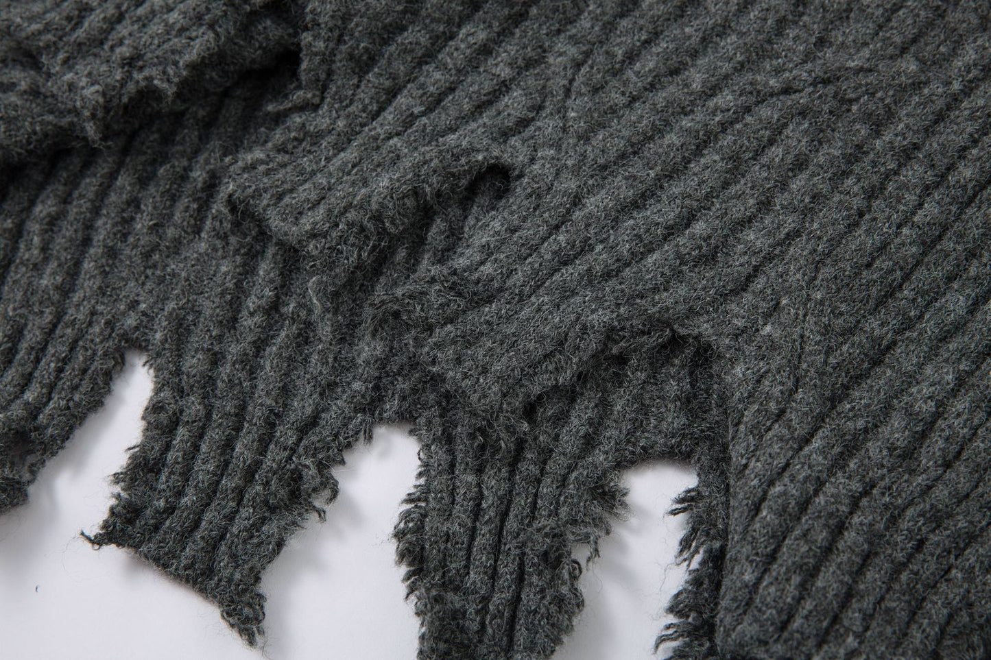 Frayed Hem Oversize Knit Sweater WN25934