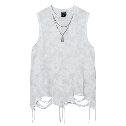 Starry Chain Damage Sleeveless T-Shirt WN16546
