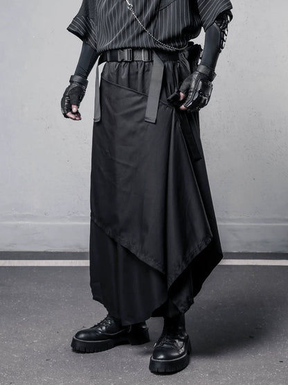 Draped Fake Layered Wide Leg Harem Pants WN22581