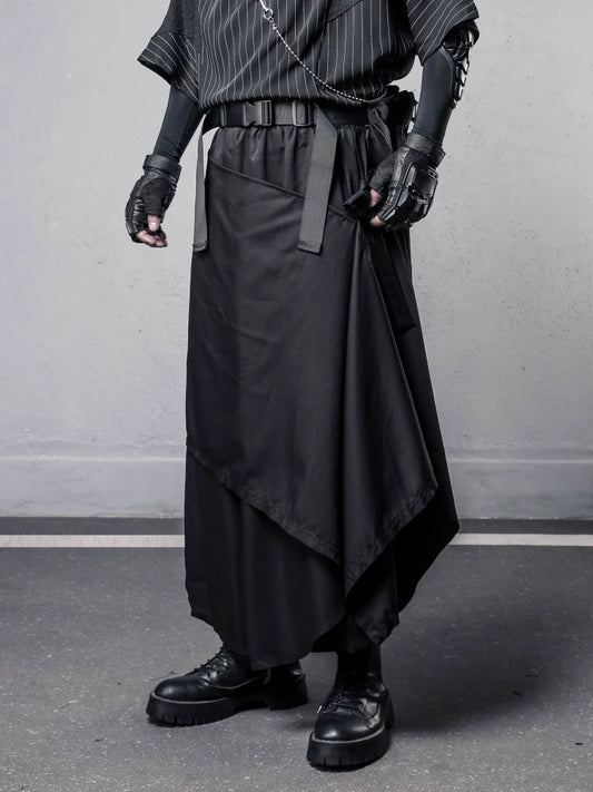 Draped Fake Layered Wide Leg Harem Pants WN22581