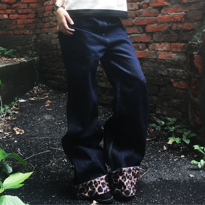 Leopard Flare Denim Jeans WN20893