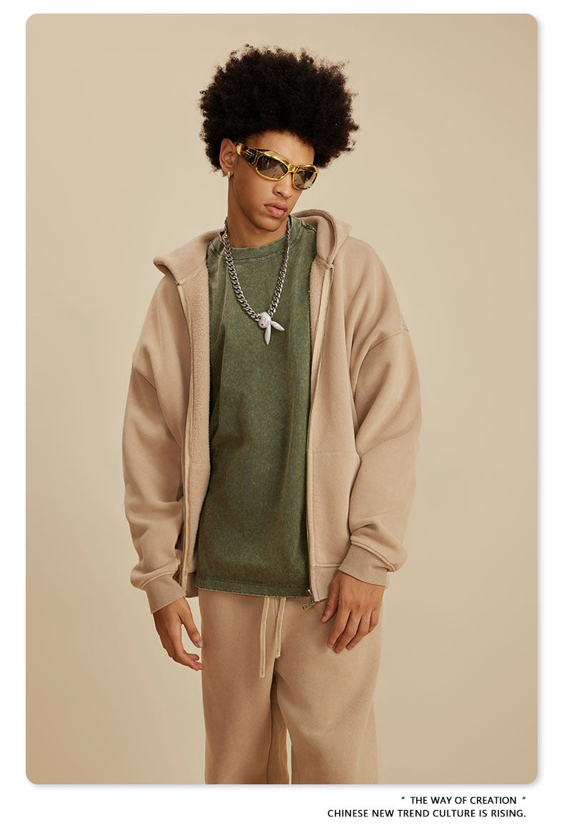 Oversize Washed Zipper Hoodie WN6461