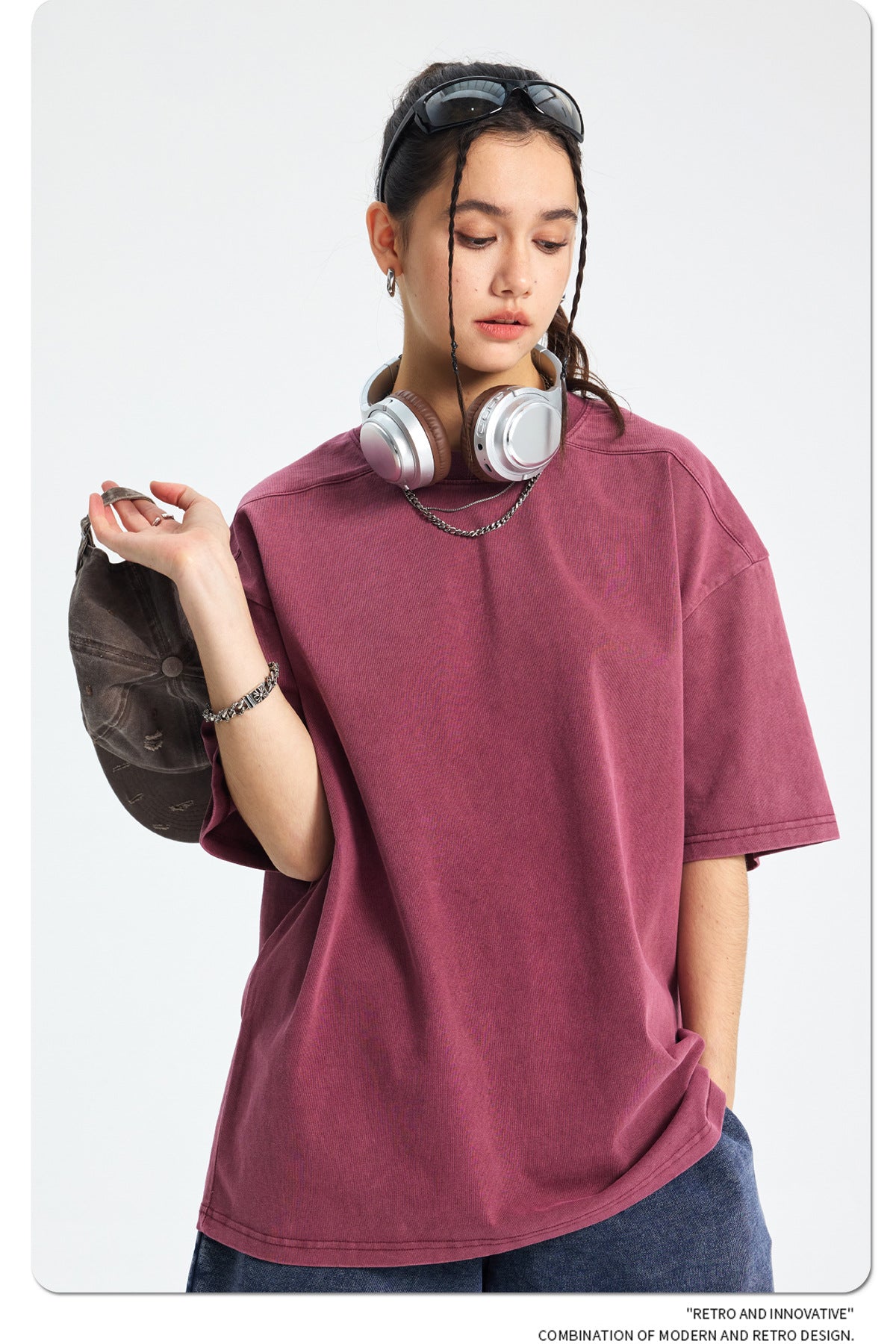 Washed Plain Oversize Short Sleeve T-Shirt WN16261