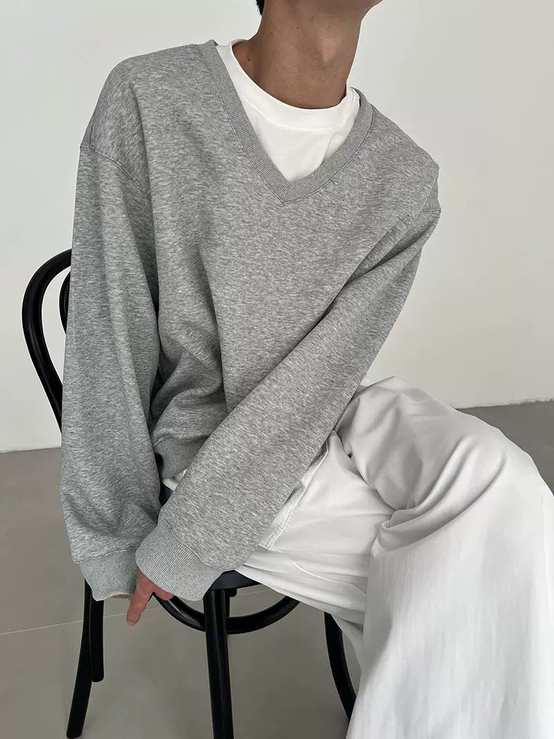 Deep V-Neck Long Sleeve Sweatしrt WN21472