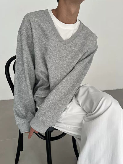 Deep V-Neck Long Sleeve Sweatしrt WN21472