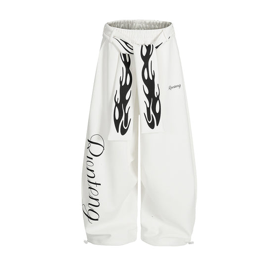 Flame Print Wide Leg Pants WN25786