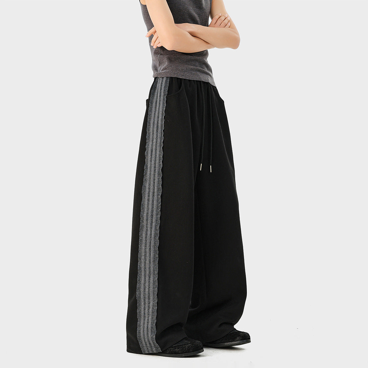 Stripe Panel Wide Leg Sweatpants WN23573