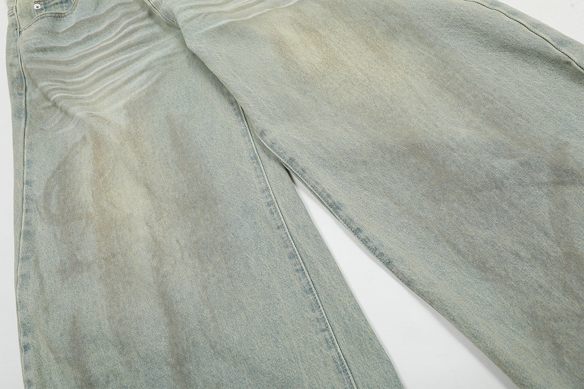 Washed Wide Leg Curved Denim Jeans WN23032