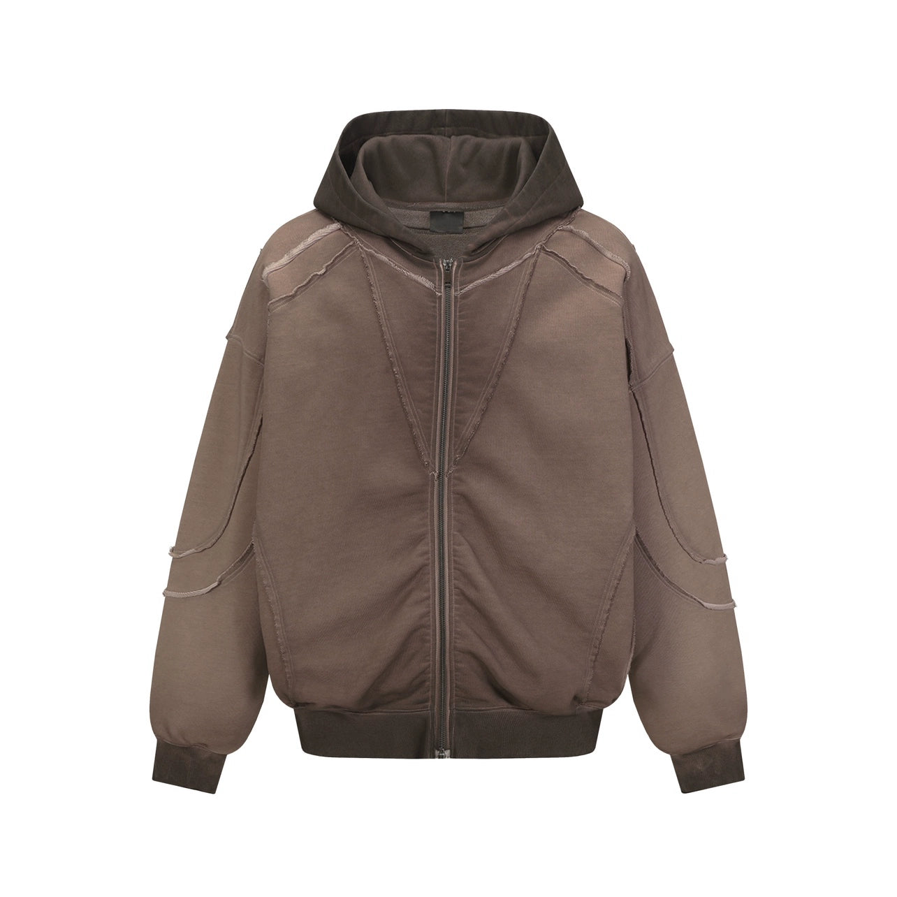 Heavyweight Cut Design Zipper Hoodie WN21038