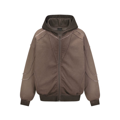 Heavyweight Cut Design Zipper Hoodie WN21038