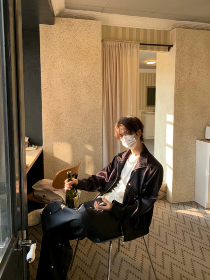 Liquid Gloss Metal Design Zipper Jacket WN19783