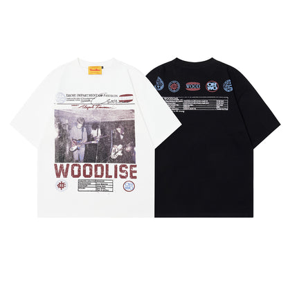 Band Print Oversize Short Sleeve T-Shirt WN26073