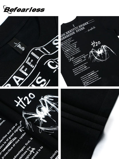 Letter Spider Print Oversize Short Sleeve T-Shirt WN26406