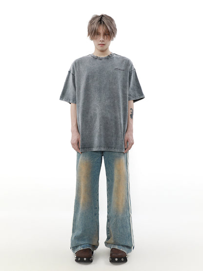 Oversize Washed Metal Buckle Short Sleeve T-shirt WN7516