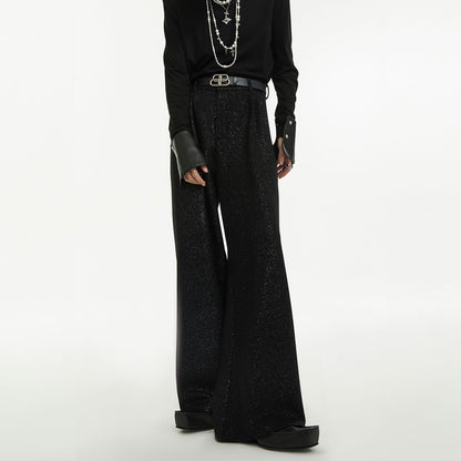 Sequin Shoulder-Pad Tailored Jacket & Wide-Leg Trousers Setup WN15438