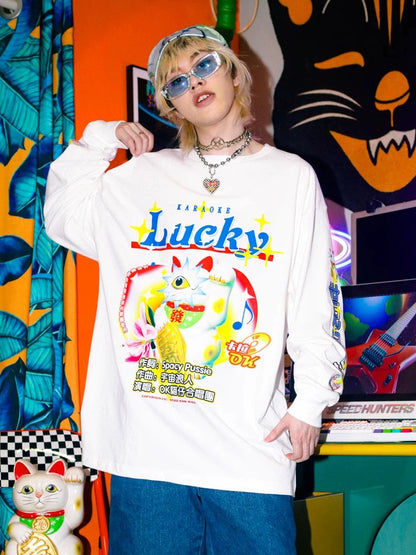 Oversize Letter Print Long Sleeve T-Shirt WN22242