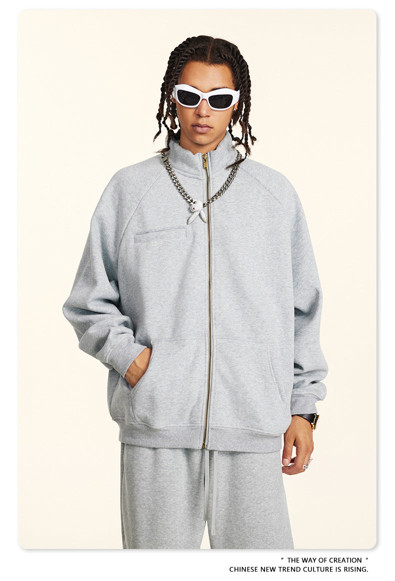 Heavyweight Fleece Lining Pullover Hoodie & Zipper Sweatshirt & Sweatpants Setup WN9937