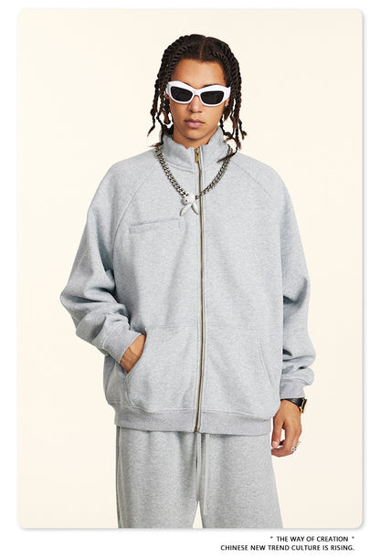 Heavyweight Fleece Lining Pullover Hoodie & Zipper Sweatshirt & Sweatpants Setup WN9937