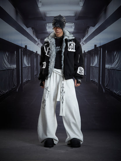 Graphic Print Detachable Strap Wide Leg Sweatpants WN22856