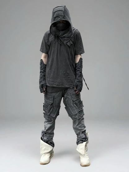 Asymmetric Layered Washed Short Sleeve T-Shirt WN21983