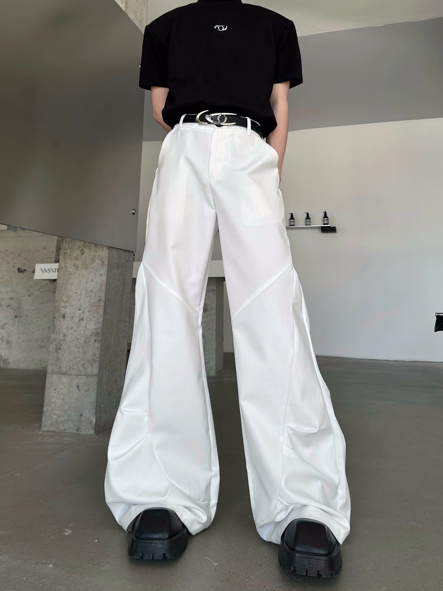 Pleats Draped Flare Wide Leg Trousers WN16749