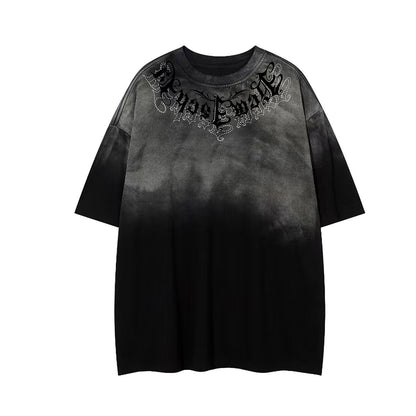 Gradient Rhinestone Logo Print Short Sleeve T-Shirt WN25802