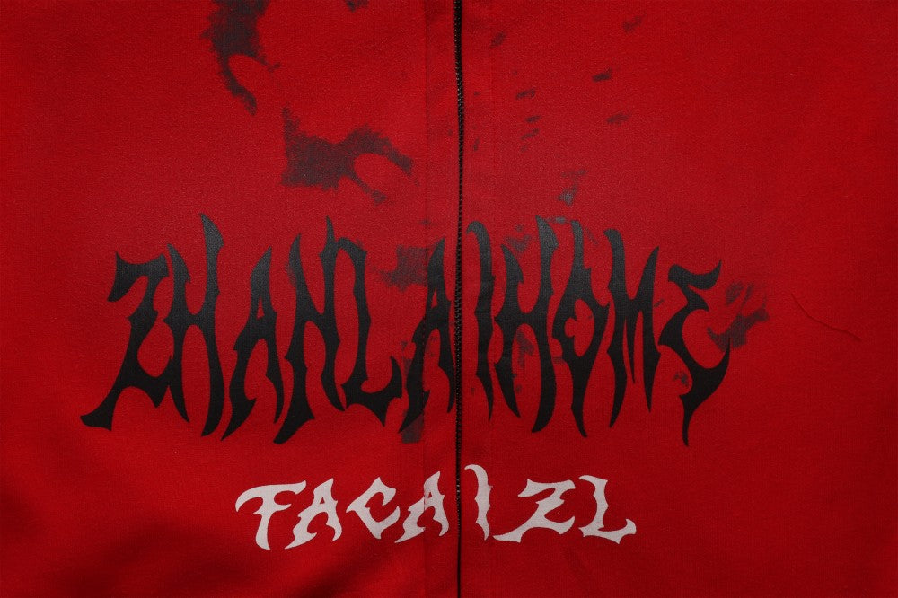 Cropped Graphic Print Zipper Hoodie WN27976