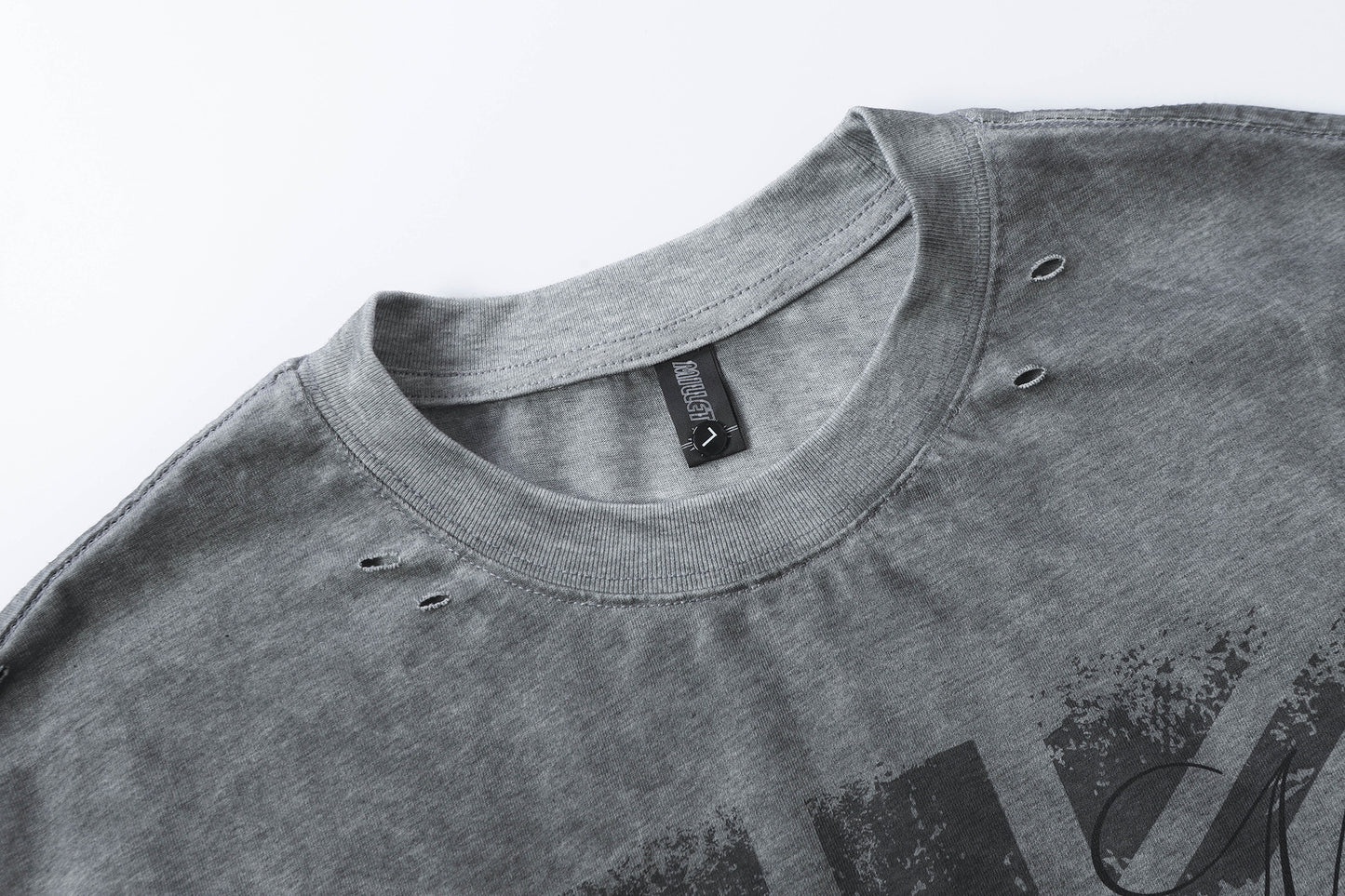Damage Letter Print Short Sleeve T-Shirt WN25417