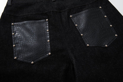 Python Pattern Rivet Denim Half Pants WN25746