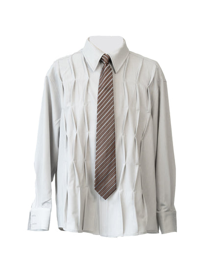 Pleats Texture Design Long Sleeve Shirt WN23612