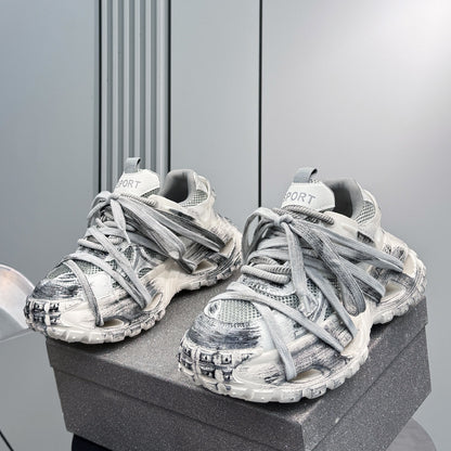 Paint Splash Rope Lace Chunky Sole Sneakers WN24613