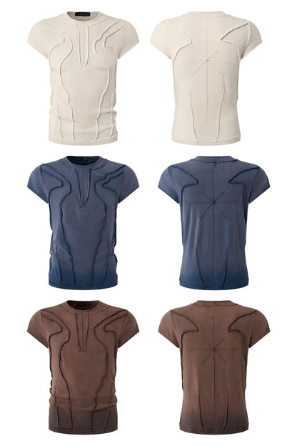 Washed Deconstruction Layered Short Sleeve T-Shirt WN25810