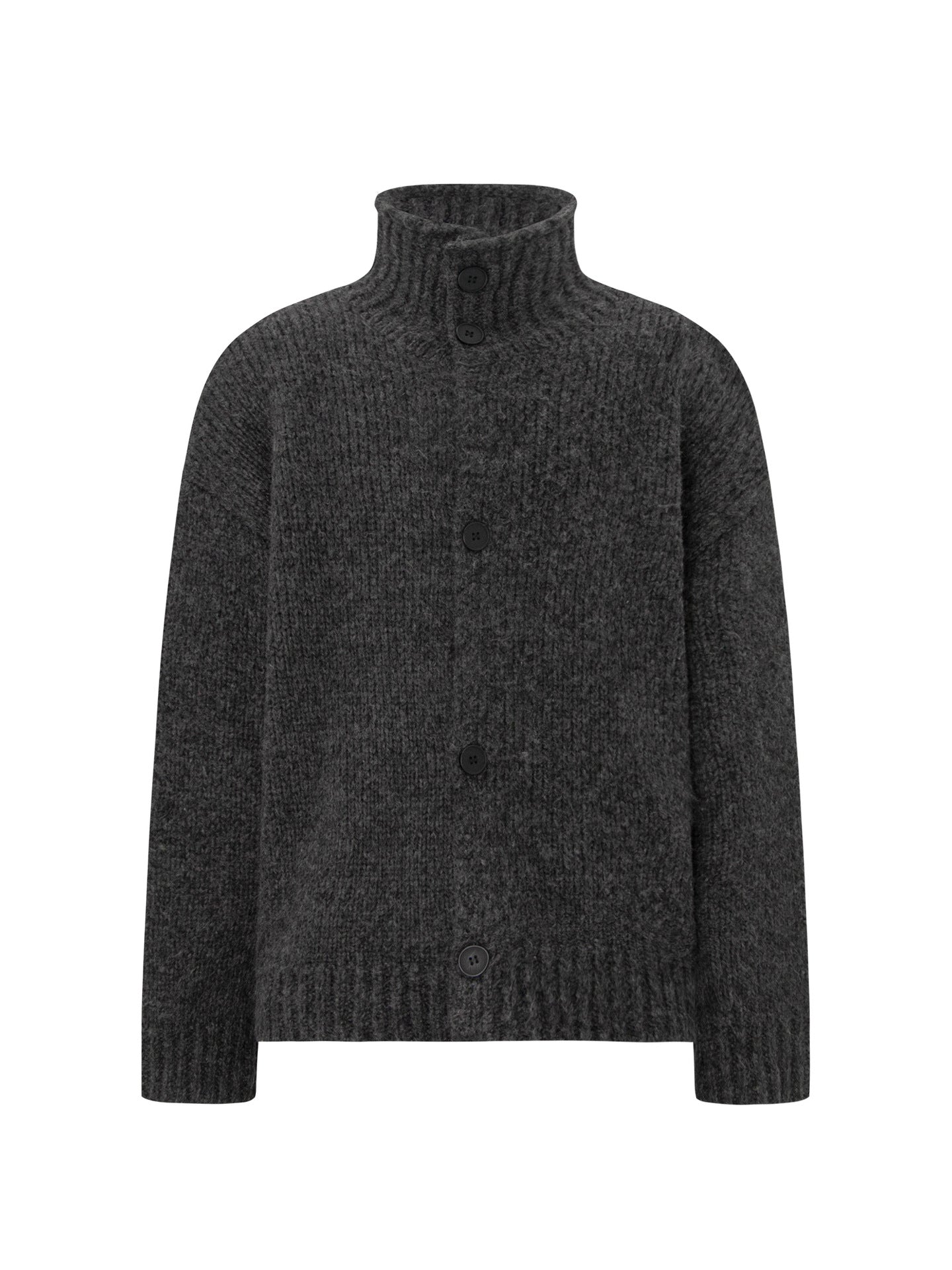 Marled High-Neck Boxy Knit Cardigan WN26367