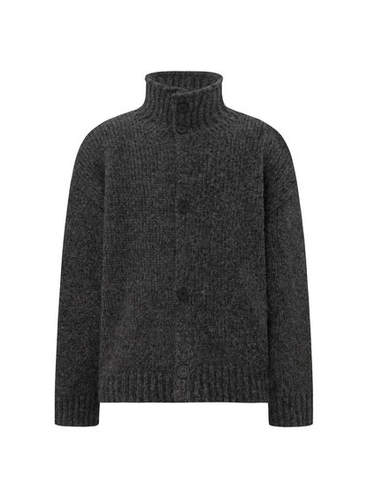 Marled High-Neck Boxy Knit Cardigan WN26367