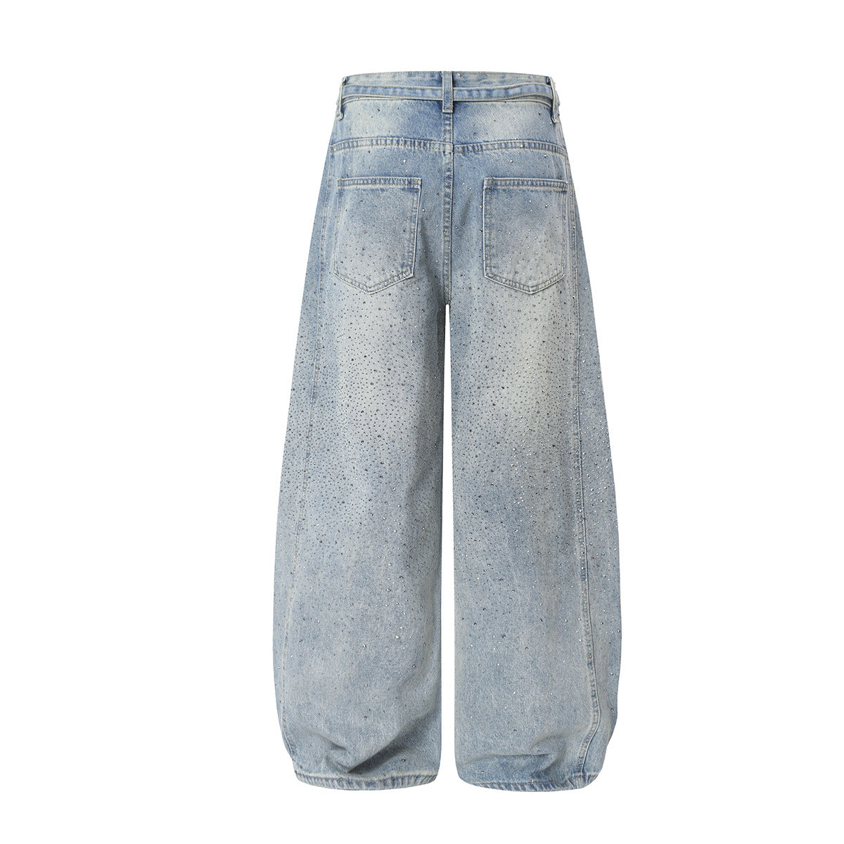 Rhinestone Drawstring Wide Leg Denim Jeans WN25560