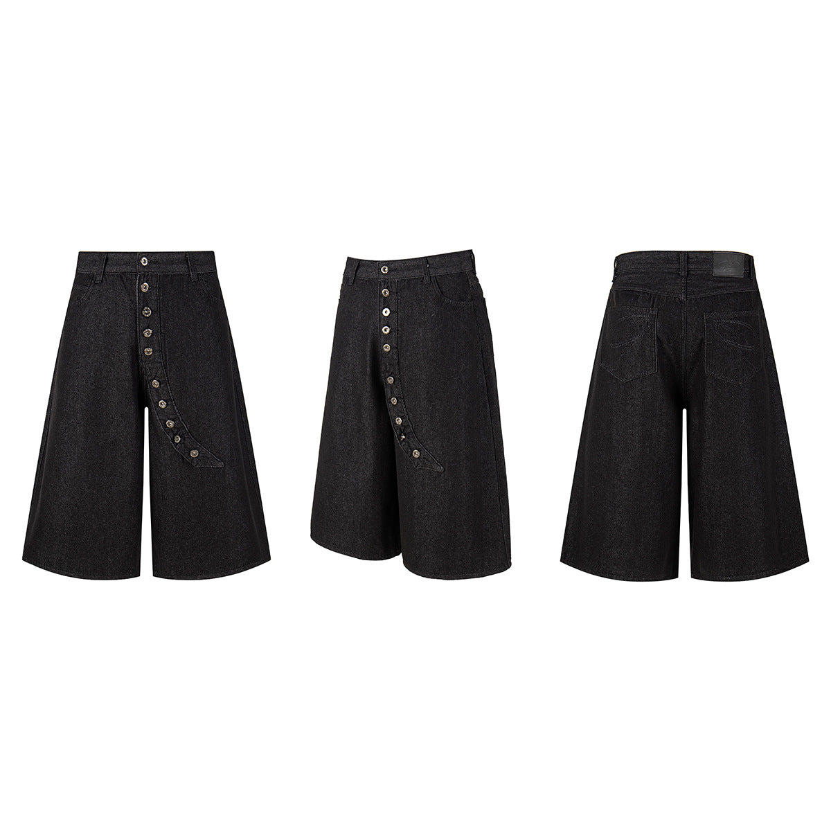 Washed Wide Leg Denim Short Pants WN25572