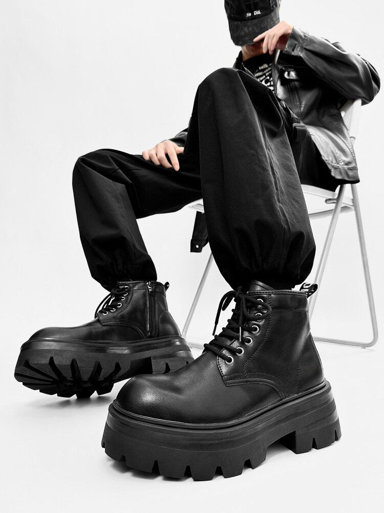 Lace Up Thick Sole Short Boots WN24562