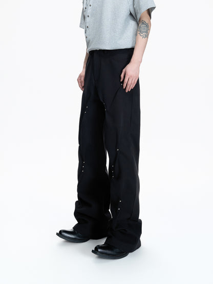 Heavyweight Rivet Pleats Straight Denim Jeans WN23554