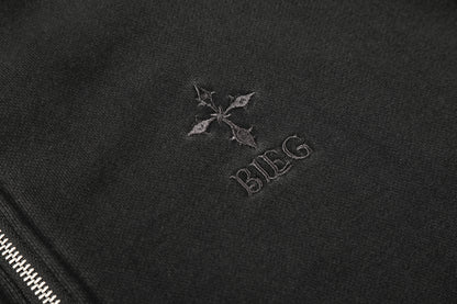 Washed Studs Zipper Hoodie WN23045