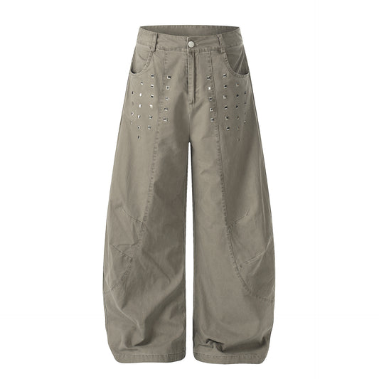 Studs Detail Wide Leg Pants WN25433