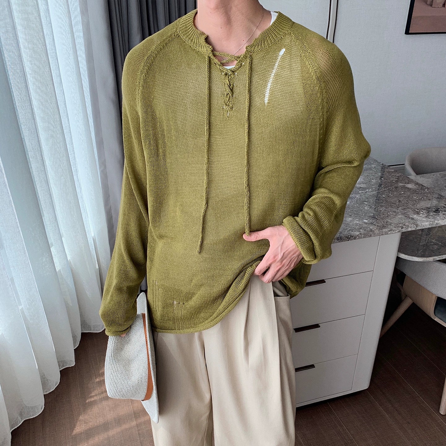 Lightweight Breathable Knit Sweater WN20471