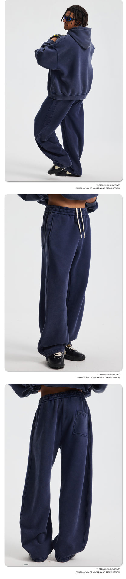 Fleece Lining Zip-Up Wax Dye Sweatpants WN23111-K