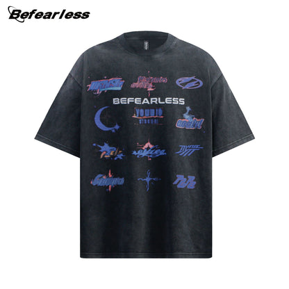 Washed Letter Graphic Short Sleeve T-Shirt WN26198