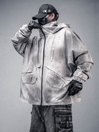 Damage Wash Hooded Zipper Jacket WN22580